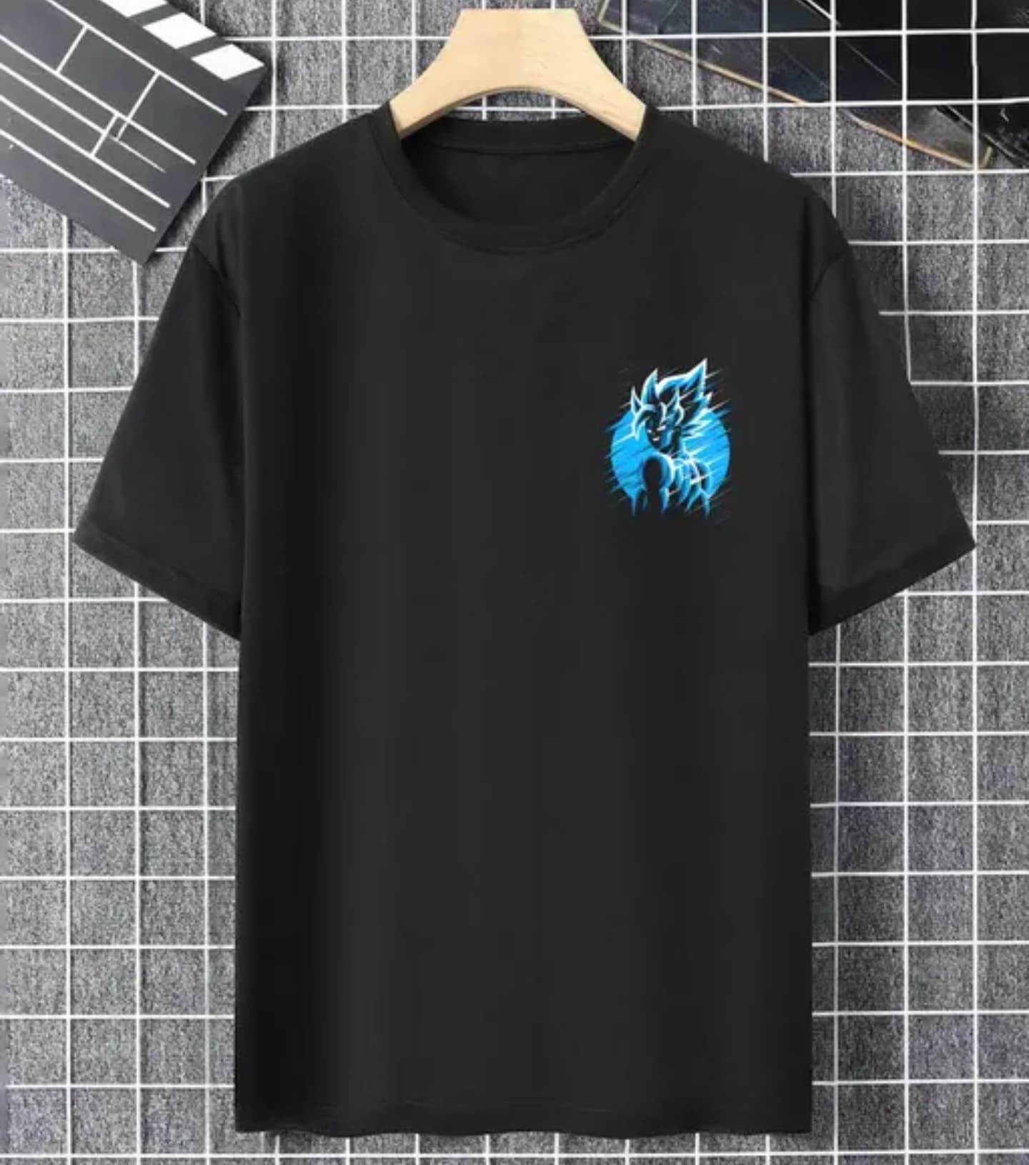 DELGAN trendy mens oversize black t shirt, naruto print