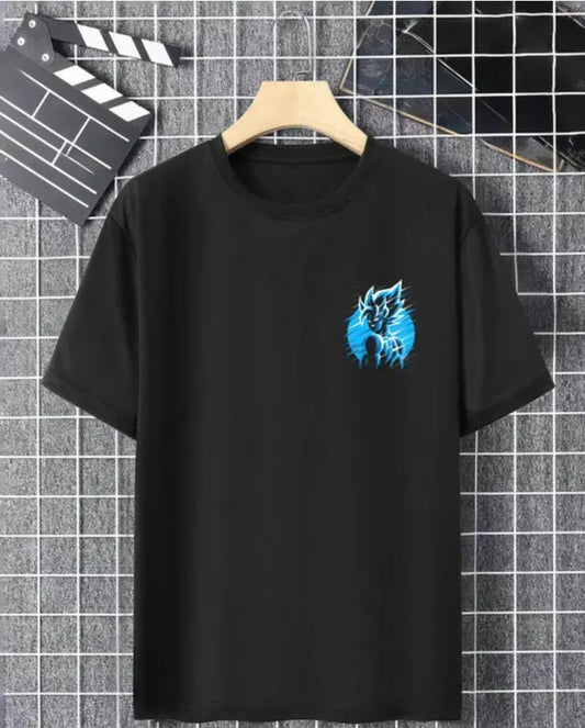 trendy mens oversize black t shirt, naruto print