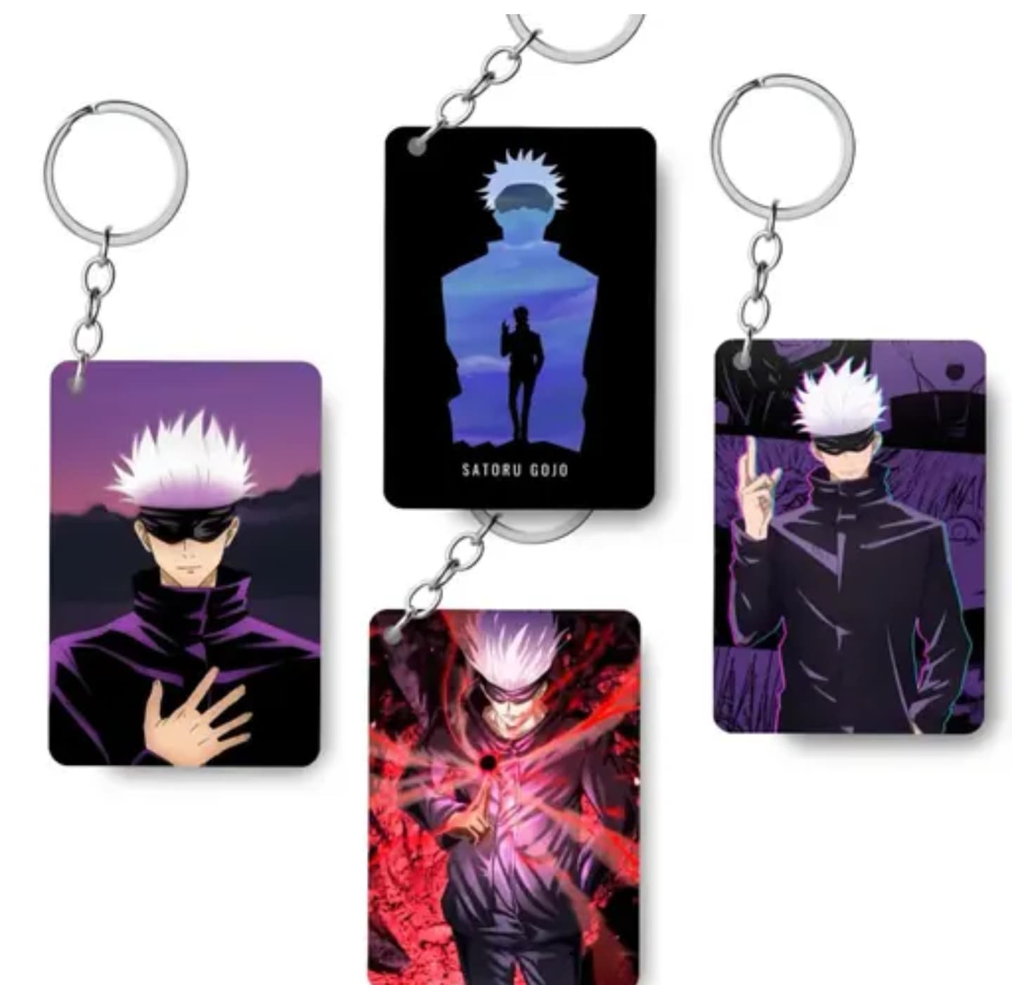 Premium (Pack of 4) Satoru gojo Anime Printed Keychain For Bike